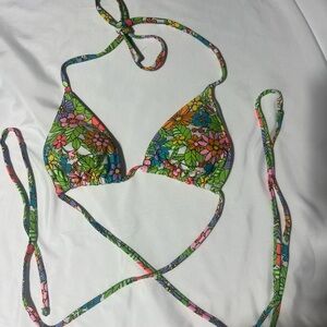 Target Vibrant Floral Bikini Top crossover waist